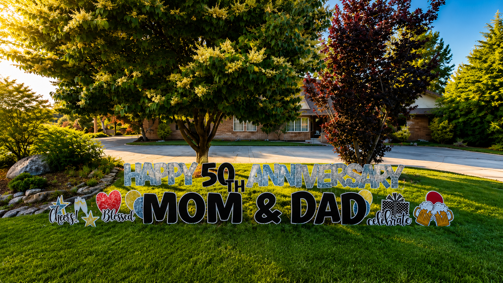 Retirement & Anniversary yard card display in Boise Idaho